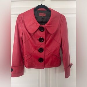 Vintage-Inspired Red Italian Leather Jacket – Nicola Bertti – Size Small